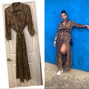 Leopard Print  Tie up Dress